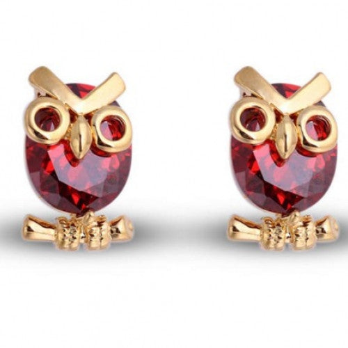 Fashion Jewelry Owl Gold Plated Stud Earrings