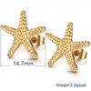 Elegant Gold Plated Starfish Stud Earrings